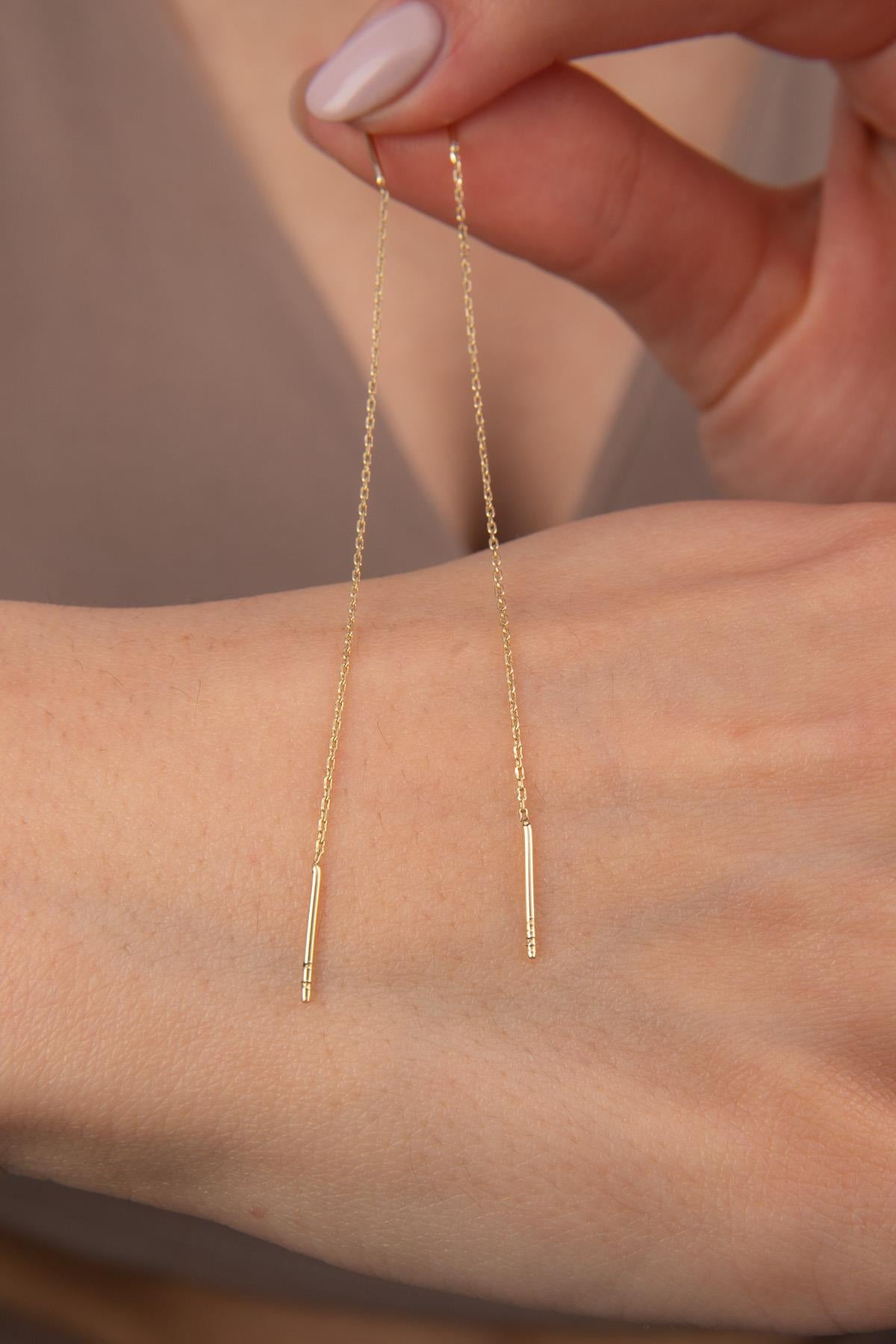 14ct Gold Dangle Chain Earrings