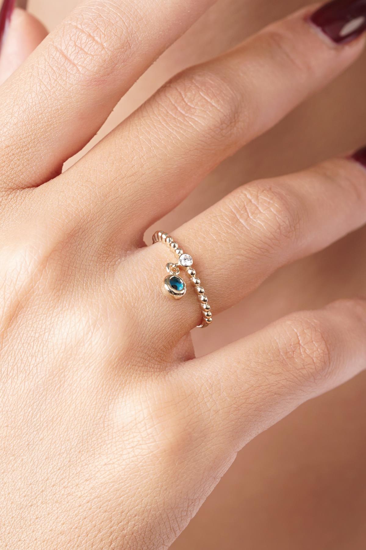 14ct Gold Dangle Evil Eye Ring