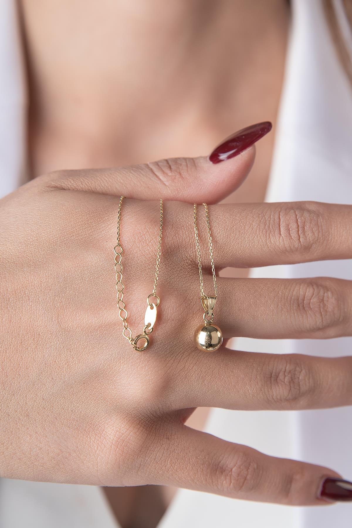 14K Gold Dangling Ball Necklace