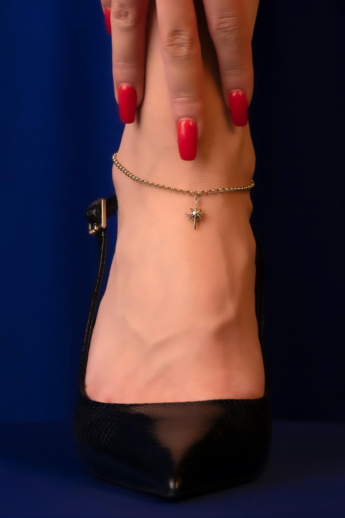 14ct Gold Dangling North Star Anklet