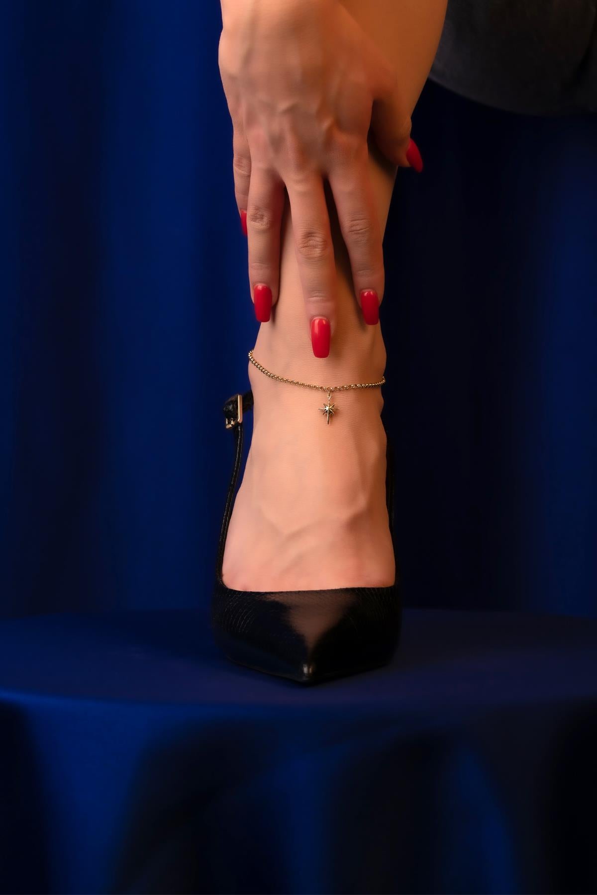 14ct Gold Dangling North Star Anklet