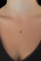 14ct Gold Day Green Color Stone Drop Shape Necklace