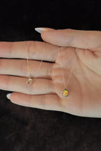 14ct Gold Day Green Color Stone Drop Shape Necklace