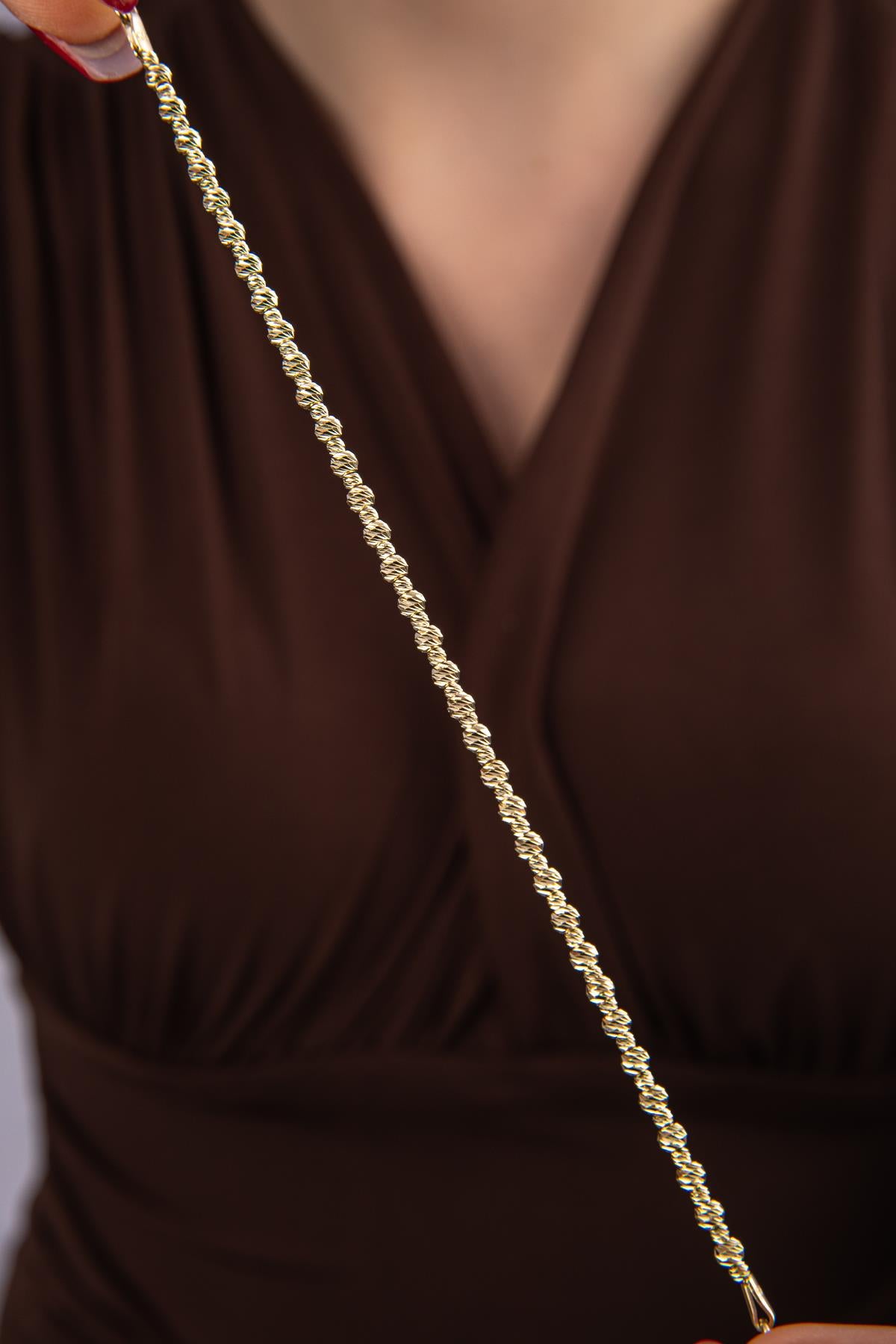 14K Gold Diamond Cut Ball Beaded Bracelet