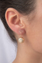 14ct Gold Diamond _ Cut Euroball Earrings ( Big )