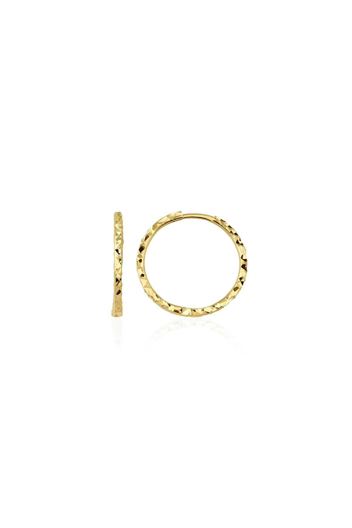 14ct Gold Diamond Cut Huggie Earrings 1