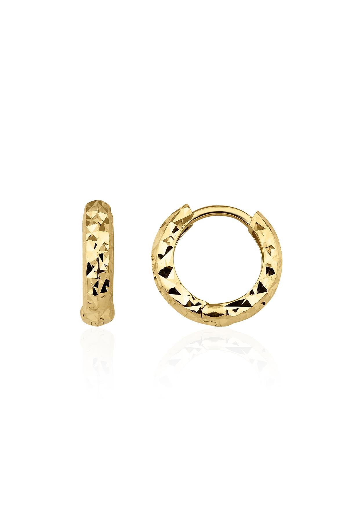 14ct Gold Diamond Cut Huggie Earrings 2