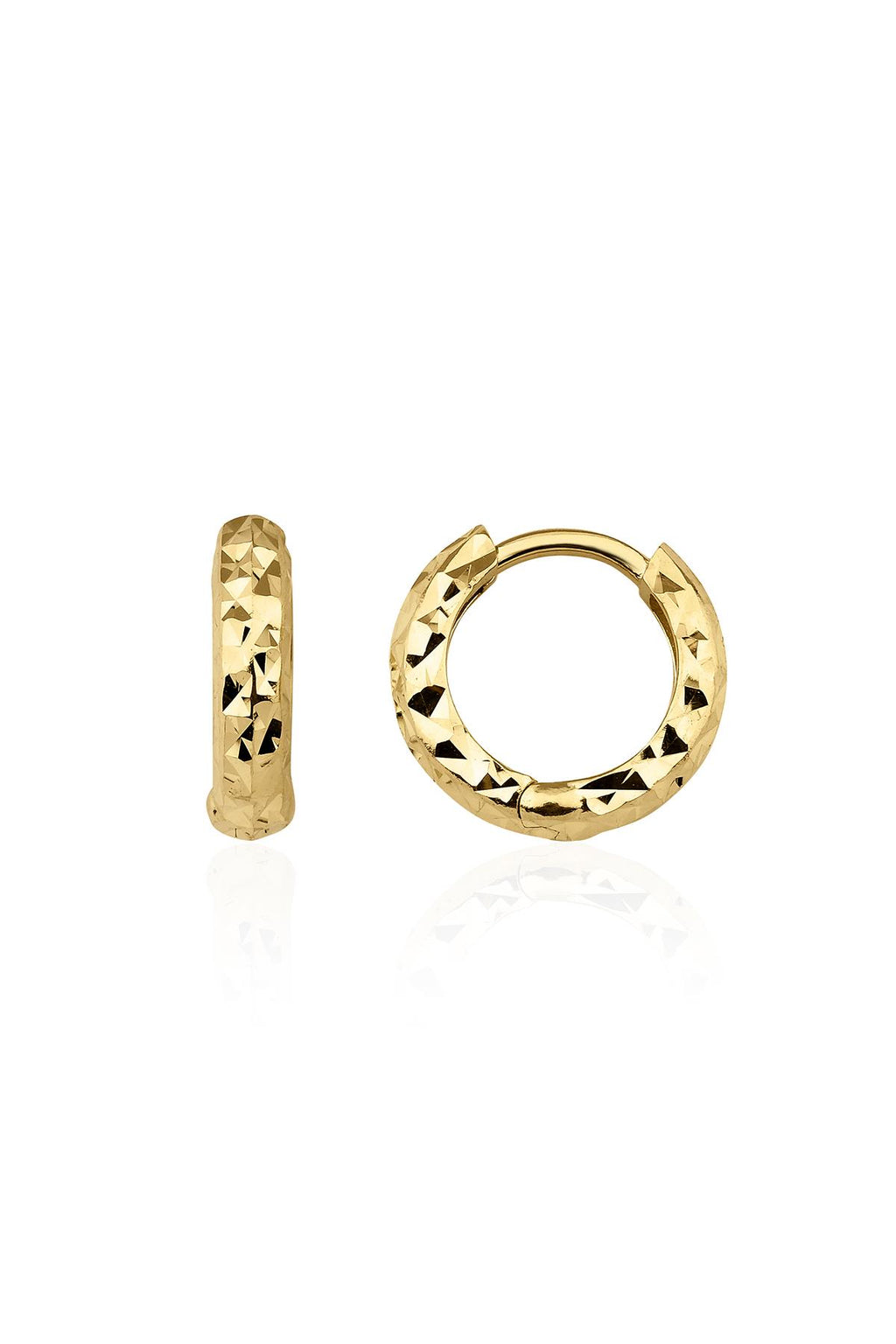 14ct Gold Diamond Cut Huggie Earrings 2
