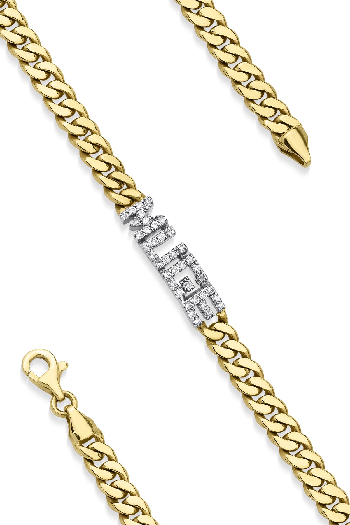 14K Gold Diamond  Personalized Name Bracelet
