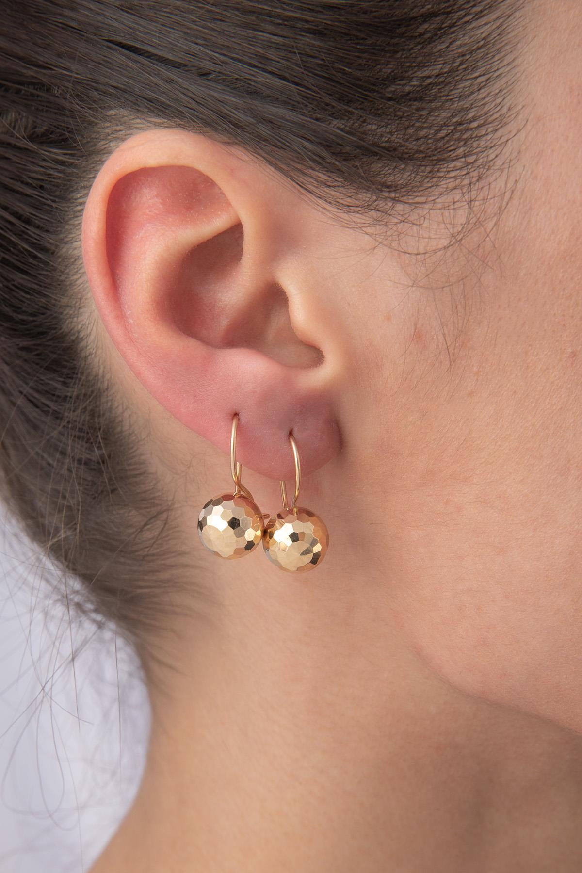 14ct Gold Disco Euroball Earrings ( Big )