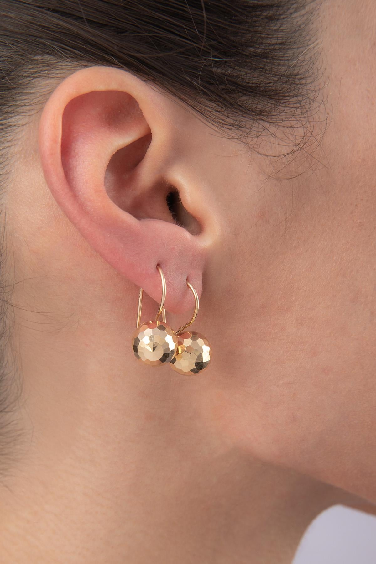 14ct Gold Disco Euroball Earrings ( Big )