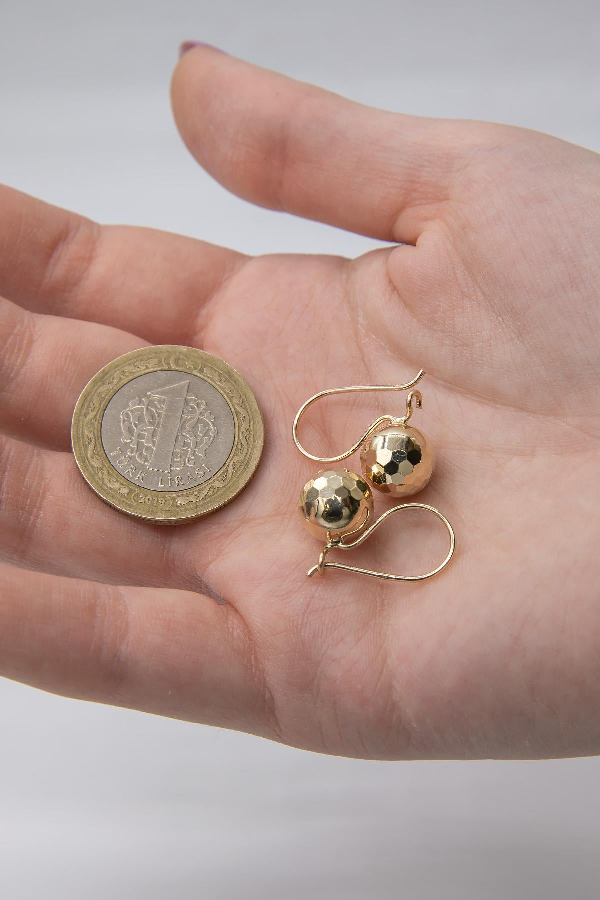 14ct Gold Disco Euroball Earrings ( Big )