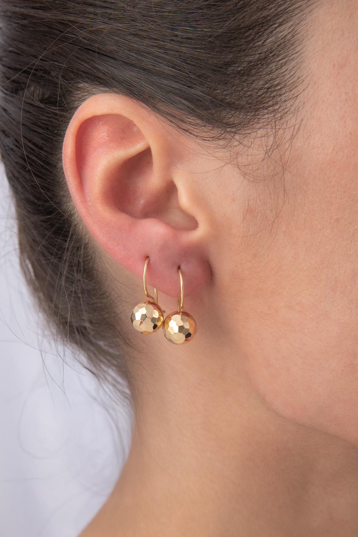 14ct Gold Disco Euroball Earrings ( Medium )