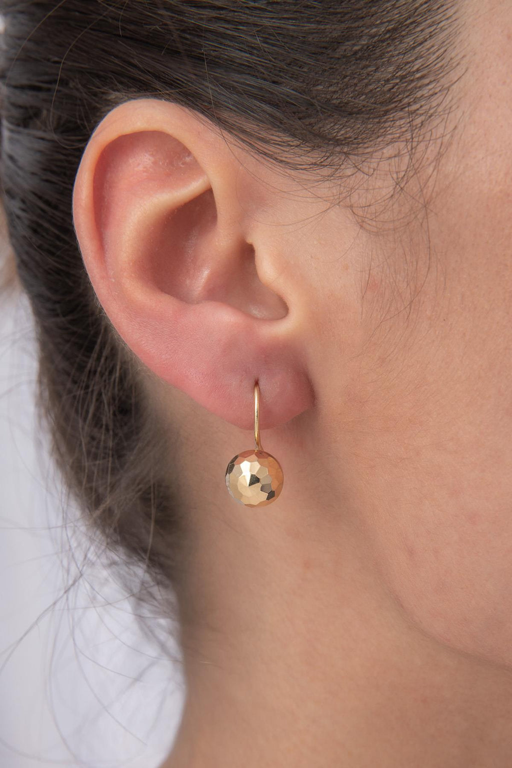 14ct Gold Disco Euroball Earrings ( Medium )