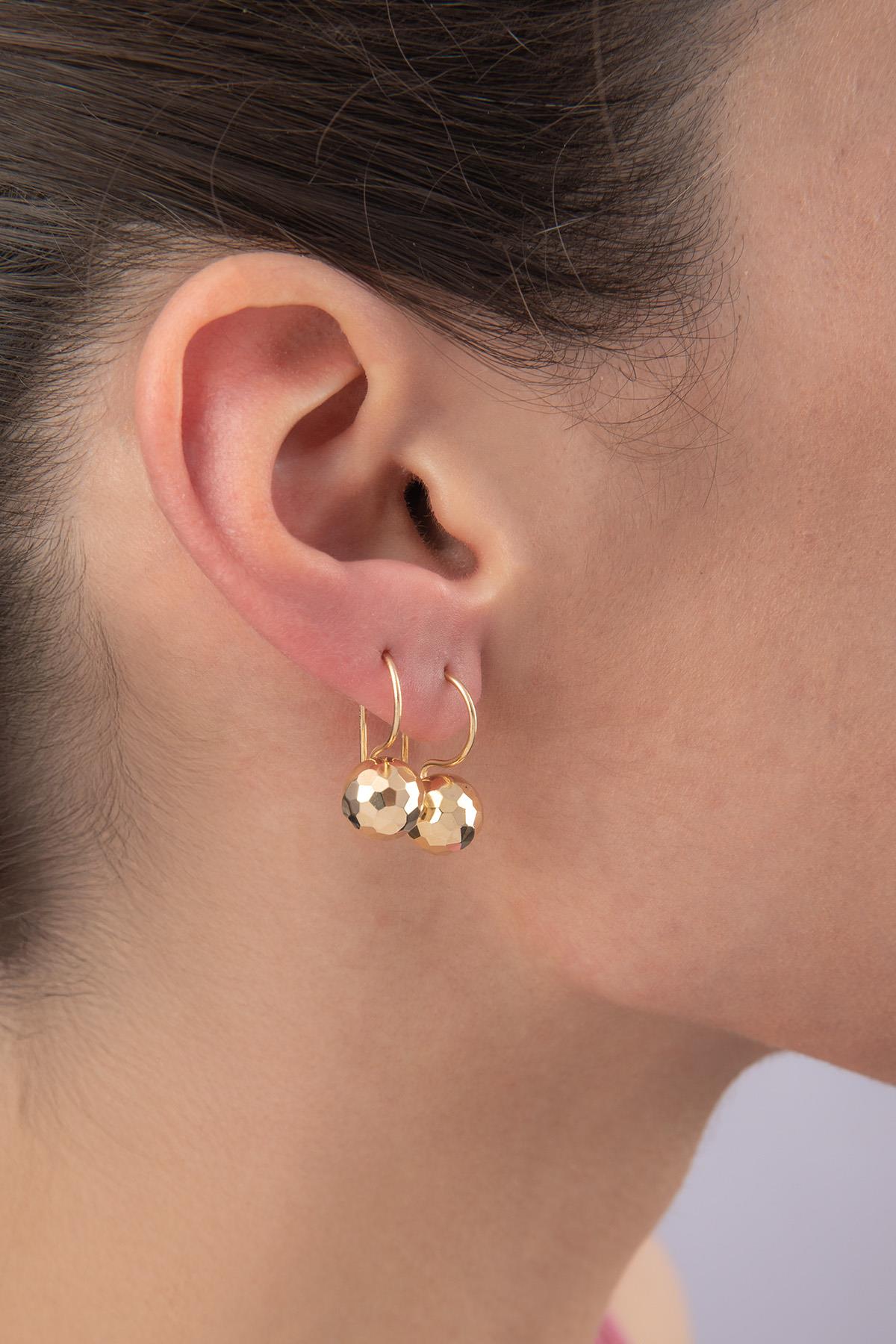 14ct Gold Disco Euroball Earrings ( Medium )