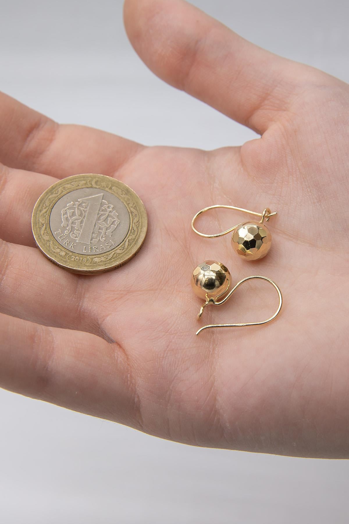 14ct Gold Disco Euroball Earrings ( Medium )