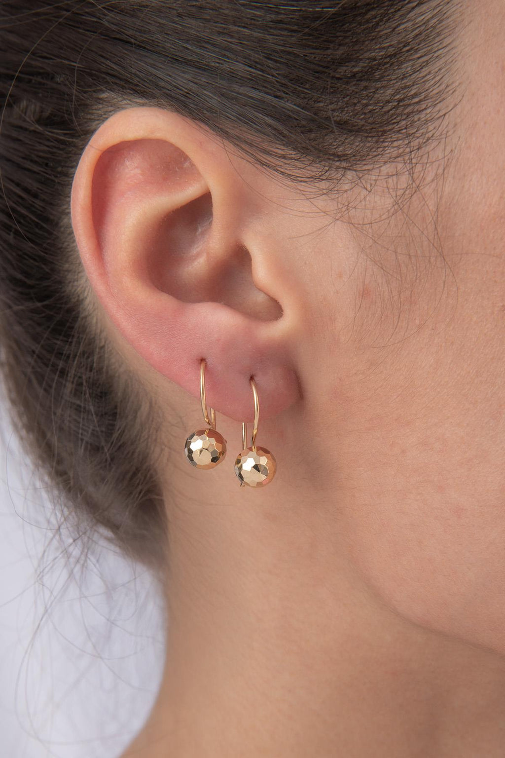 14ct Gold Disco Euroball Earrings ( Small )