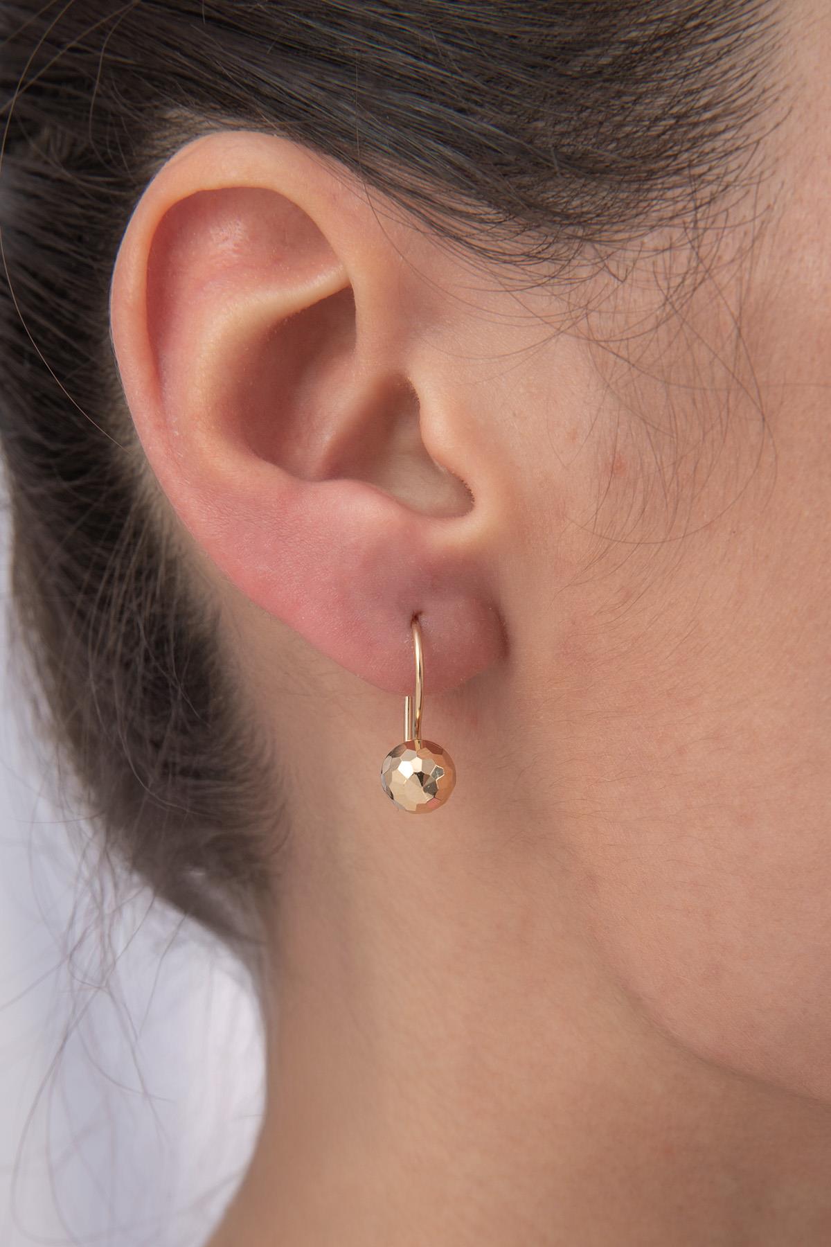 14ct Gold Disco Euroball Earrings ( Small )