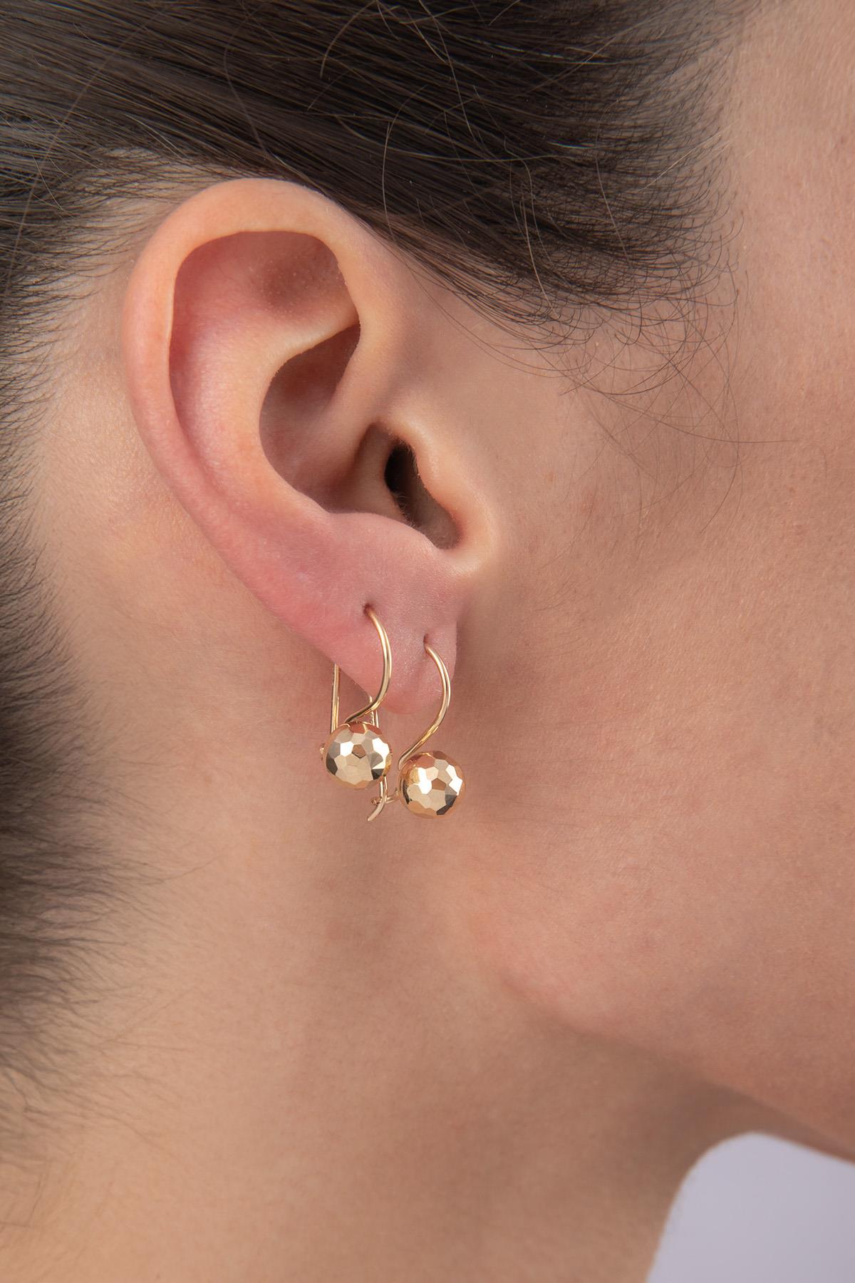 14K Gold Disco Euroball Earrings ( Small )