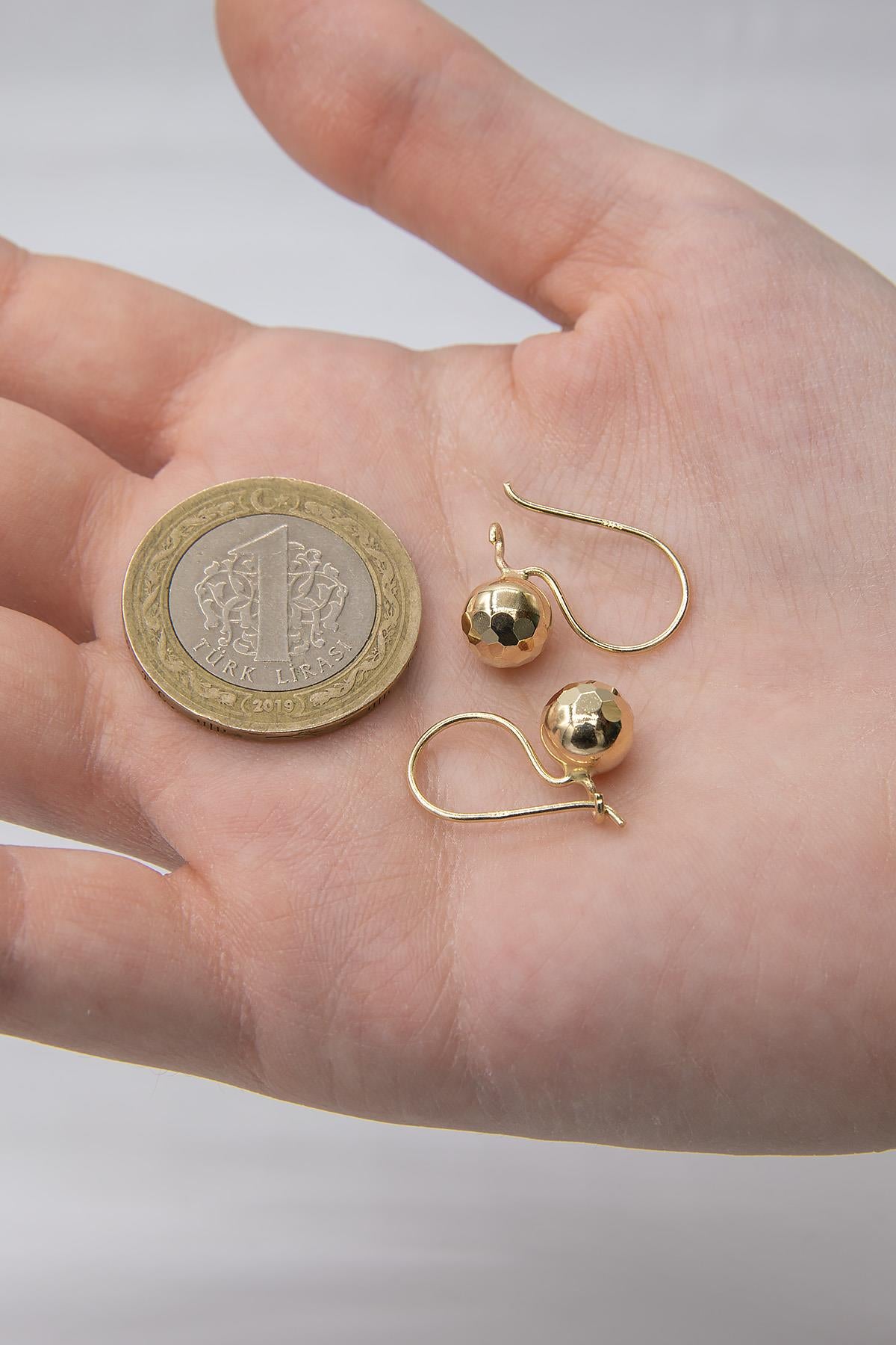 14K Gold Disco Euroball Earrings ( Small )