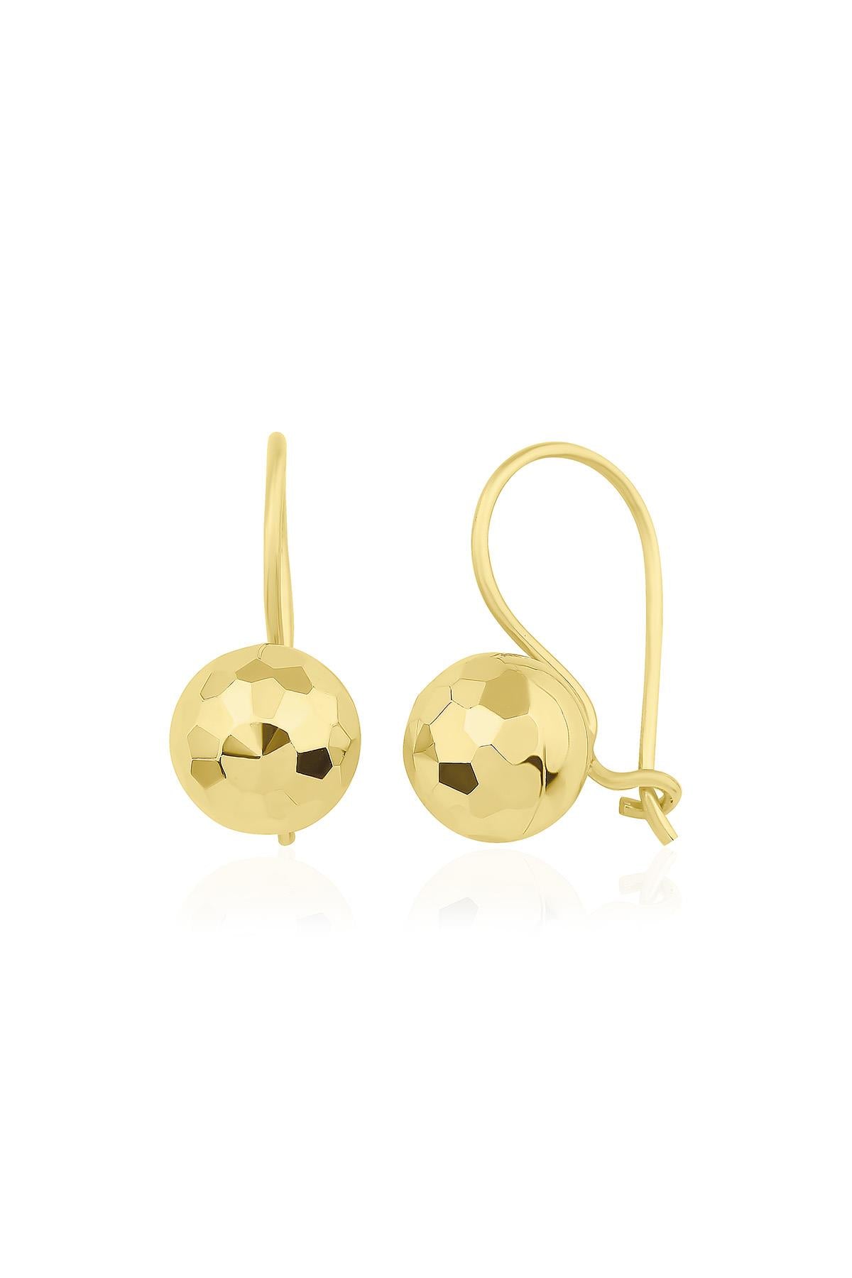14K Gold Disco Euroball Earrings ( Small )