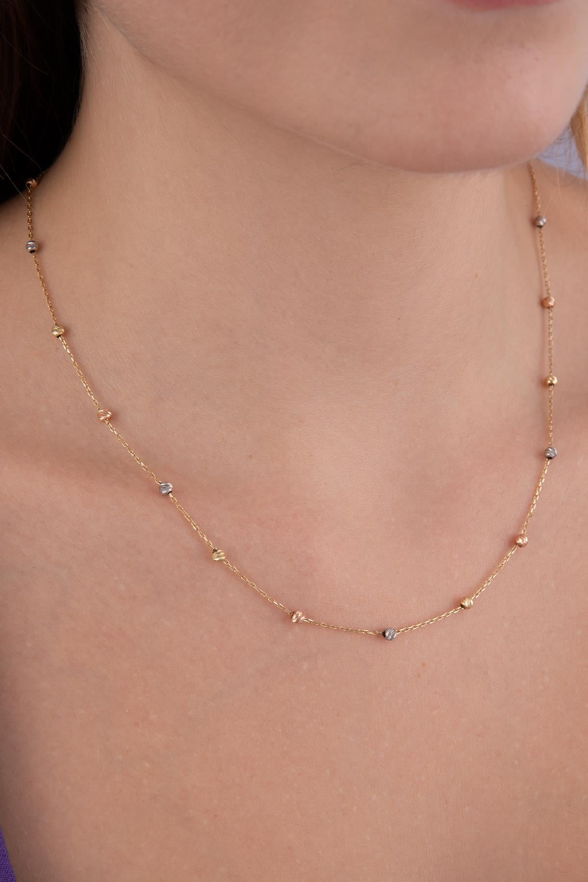 14K Gold Dorica Ball Chain Necklace