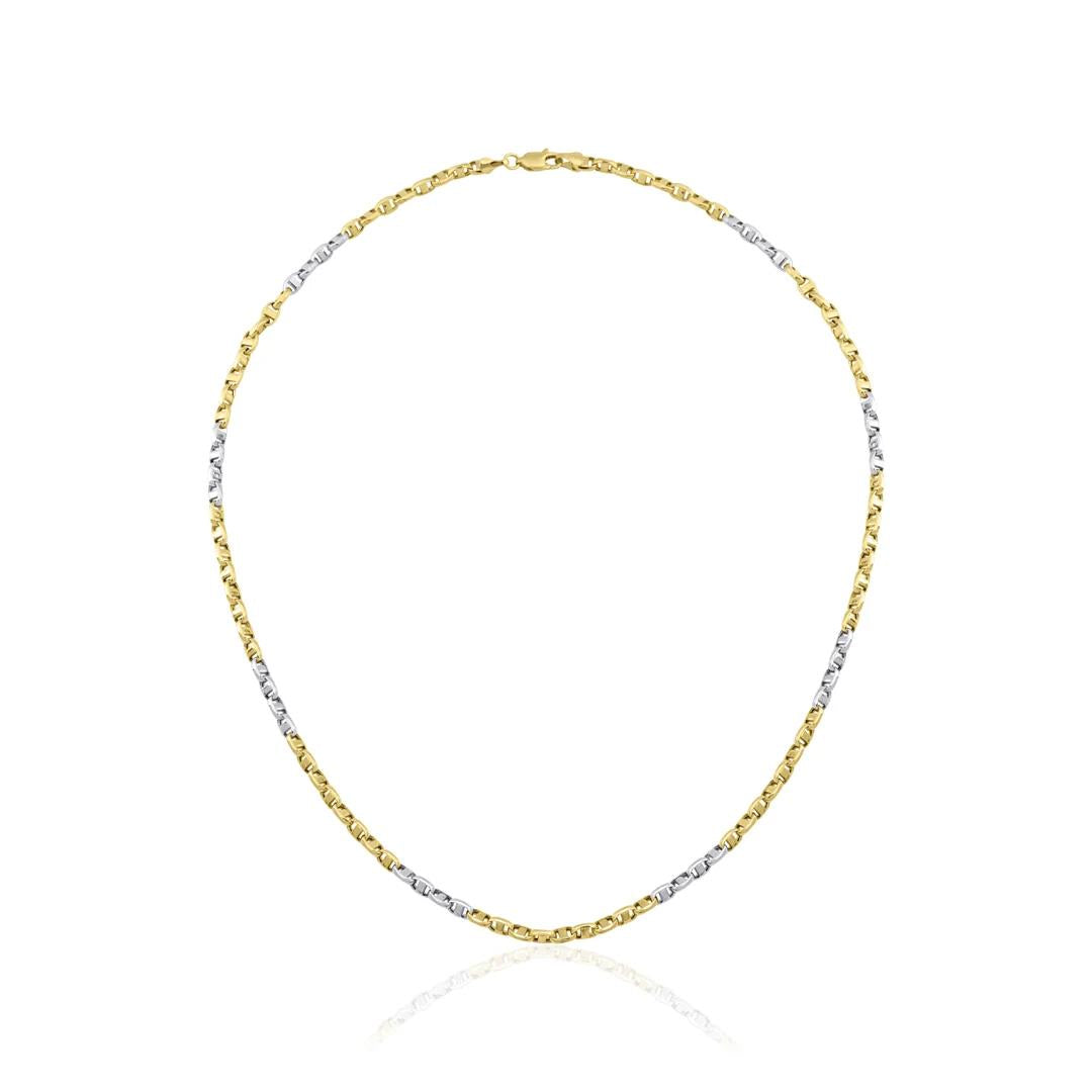 14K Gold Double Color Anchor Mariner Chain