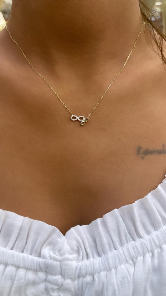 14K Gold Double Infinity Shape Necklace