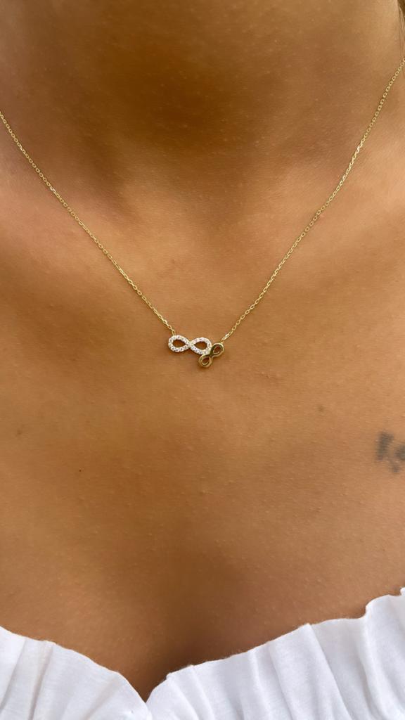 14K Gold Double Infinity Shape Necklace