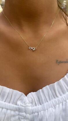14K Gold Double Infinity Shape Necklace