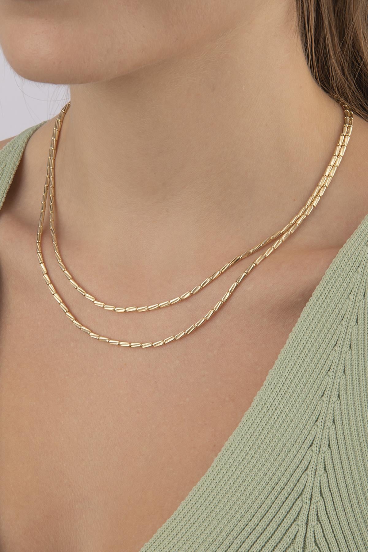 14K Gold Double Layer Lumina Bars Chain