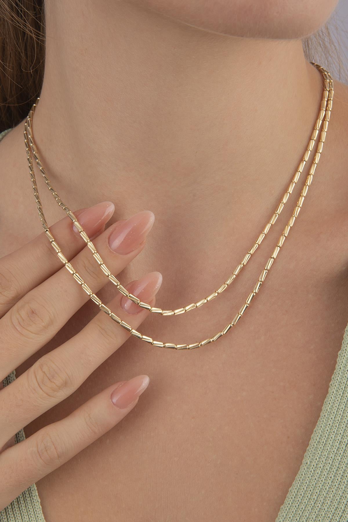 14K Gold Double Layer Lumina Bars Chain