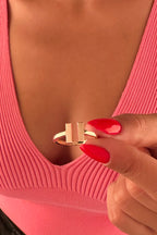 14ct Gold Double Rectangle Ring