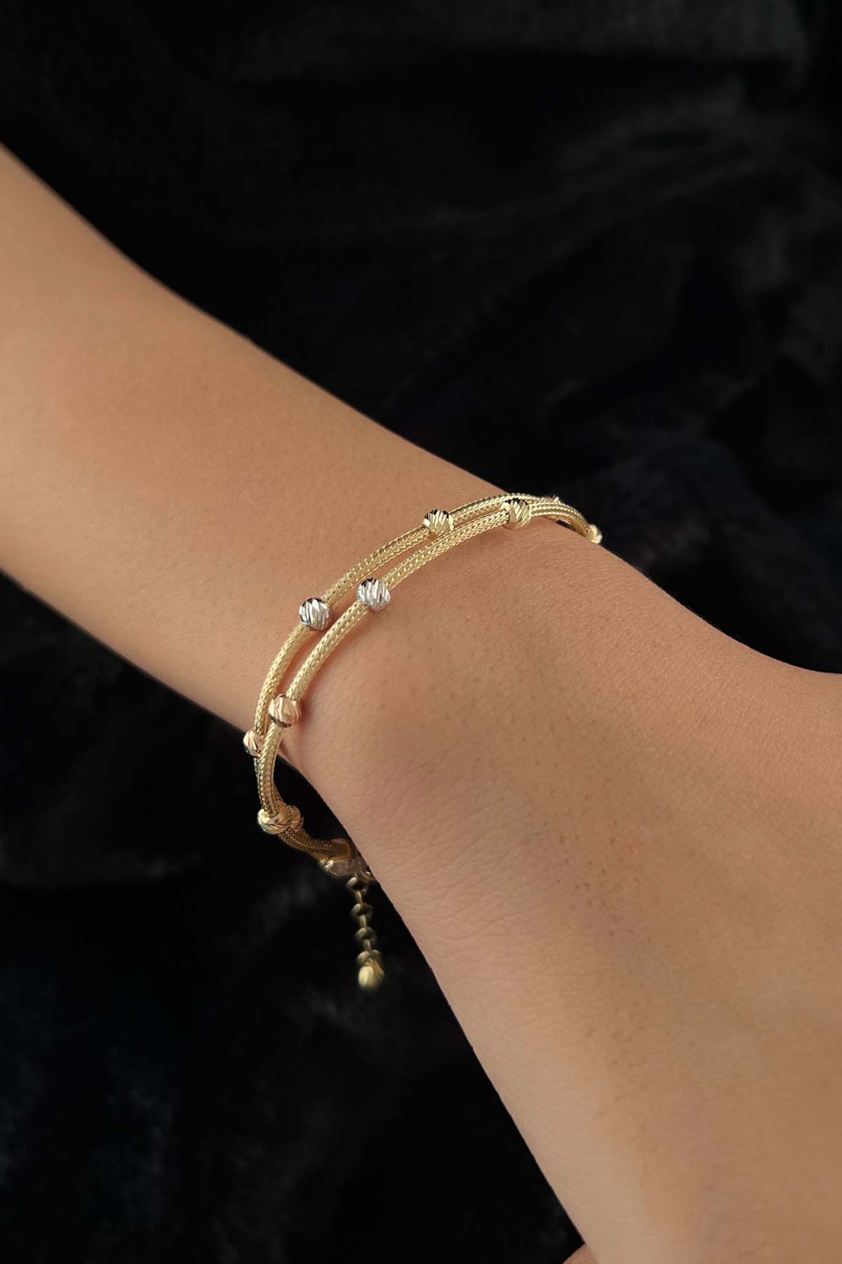 14K Gold Double Row Dorica Bracelet