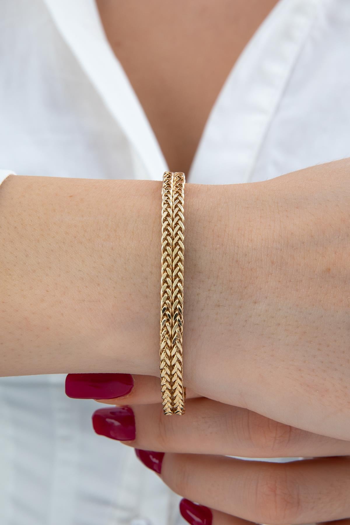 14K Gold Double Row Franco Chain Bracelet