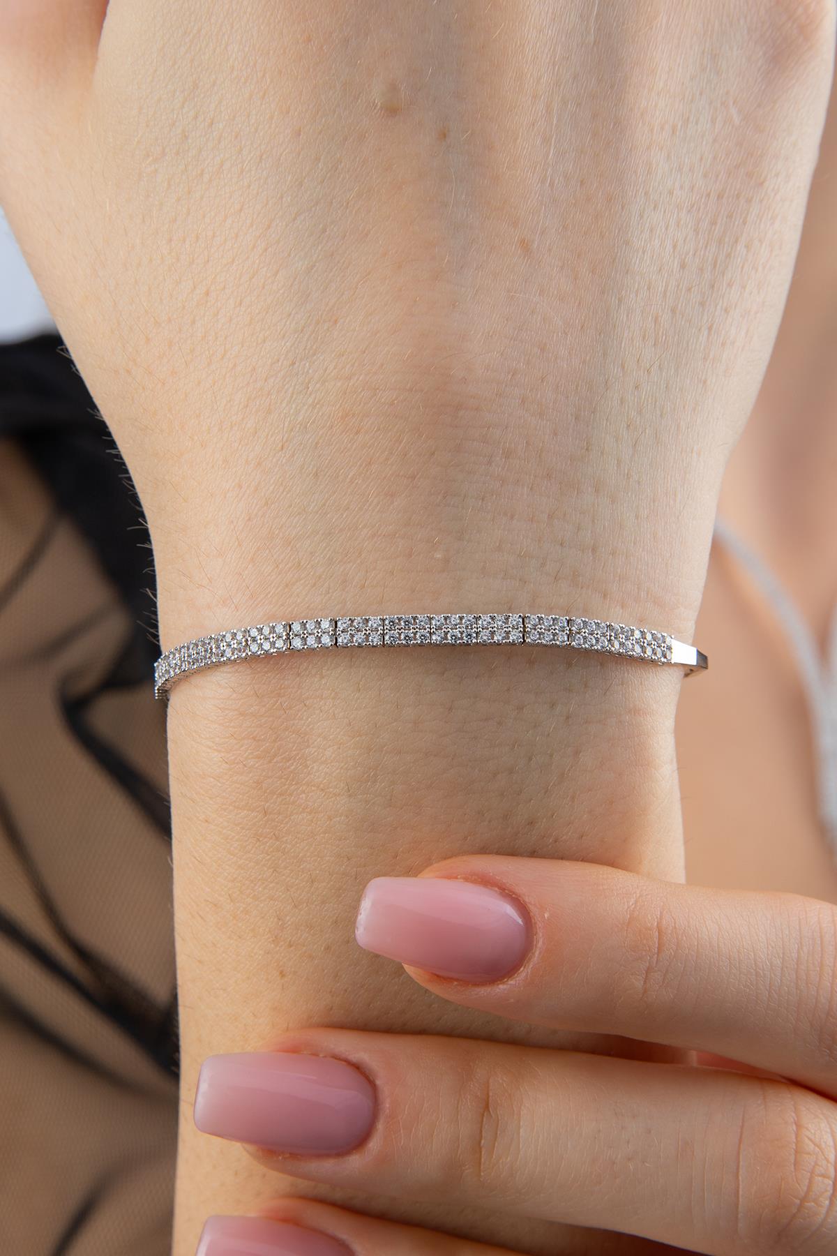 14ct Gold Double Row Tennis Bracelet