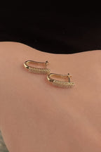 14ct Gold Double Row Tennis Earrings Yellow