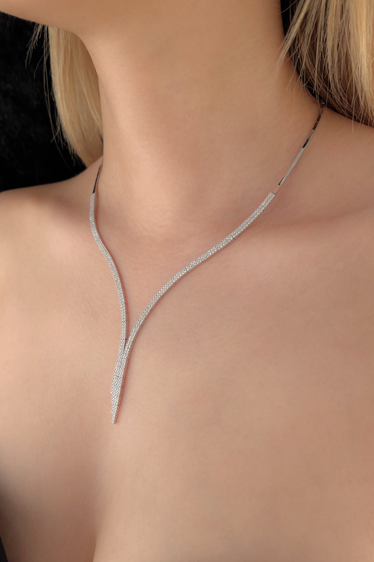 14ct Gold Double Row Tennis Necklace