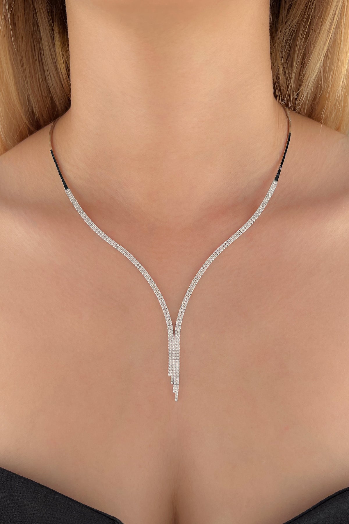 14ct Gold Double Row Tennis Necklace