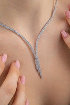 14ct Gold Double Row Tennis Necklace