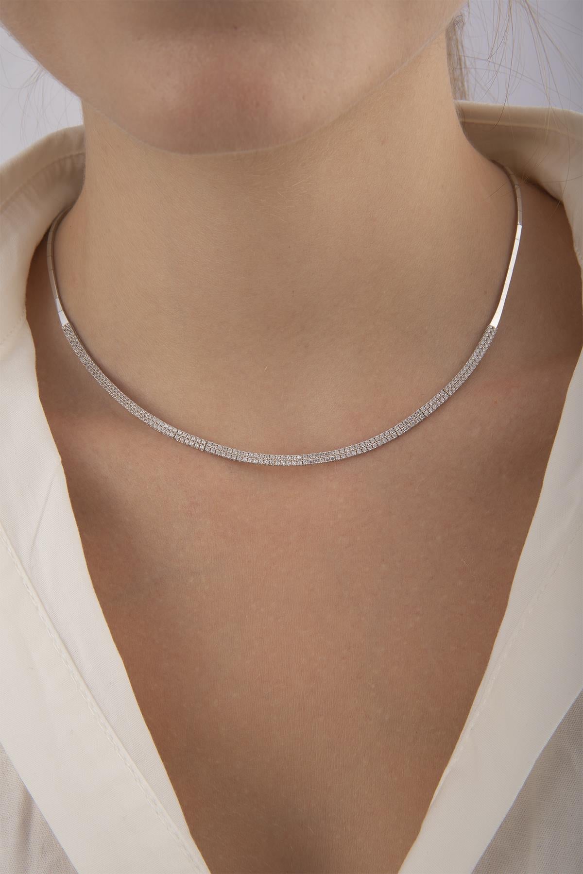 14ct Gold Double Row Tennis Set  (Necklace , Earrings , Bracelet )