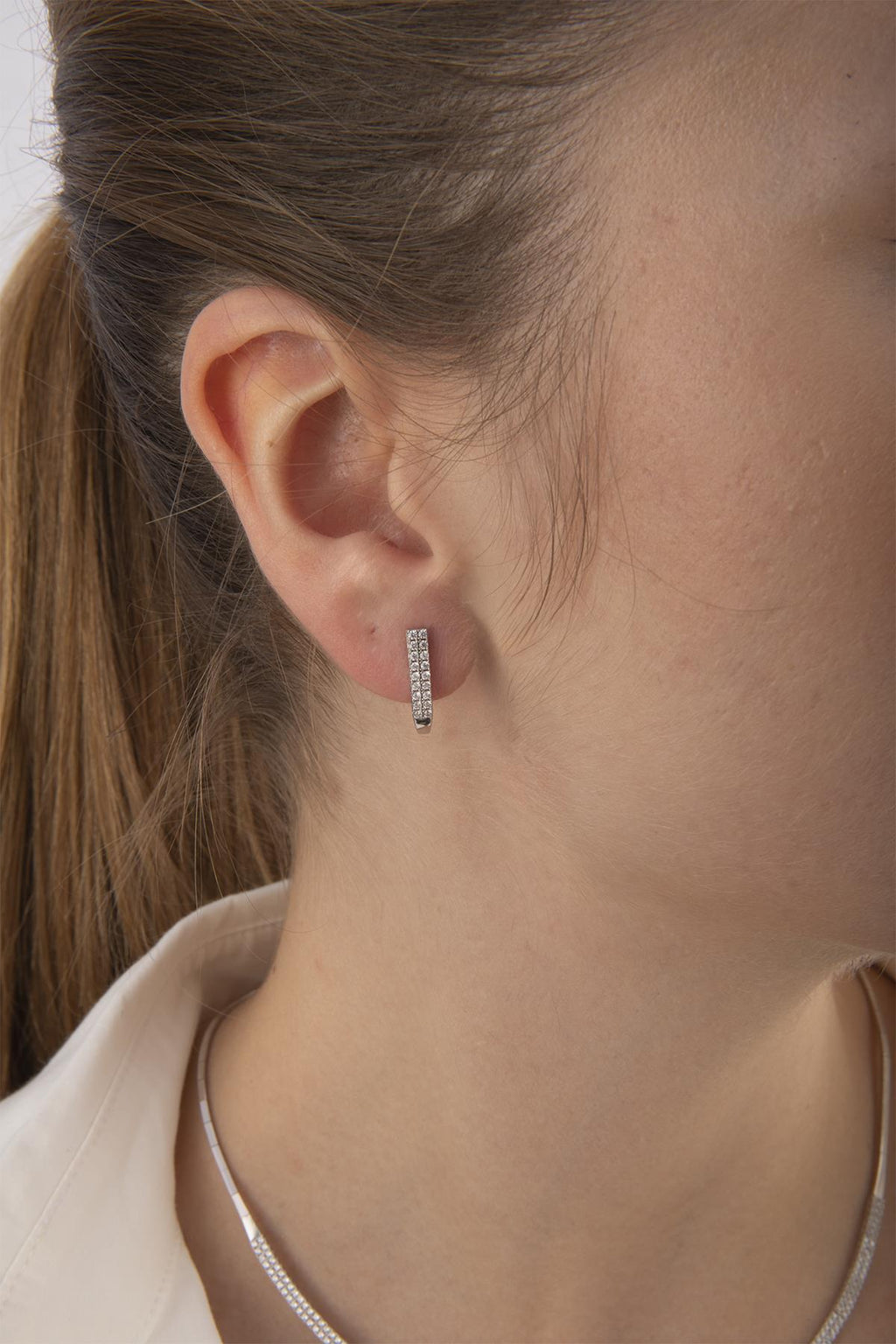 14ct Gold Double Row Tennis Set  (Necklace , Earrings , Bracelet )