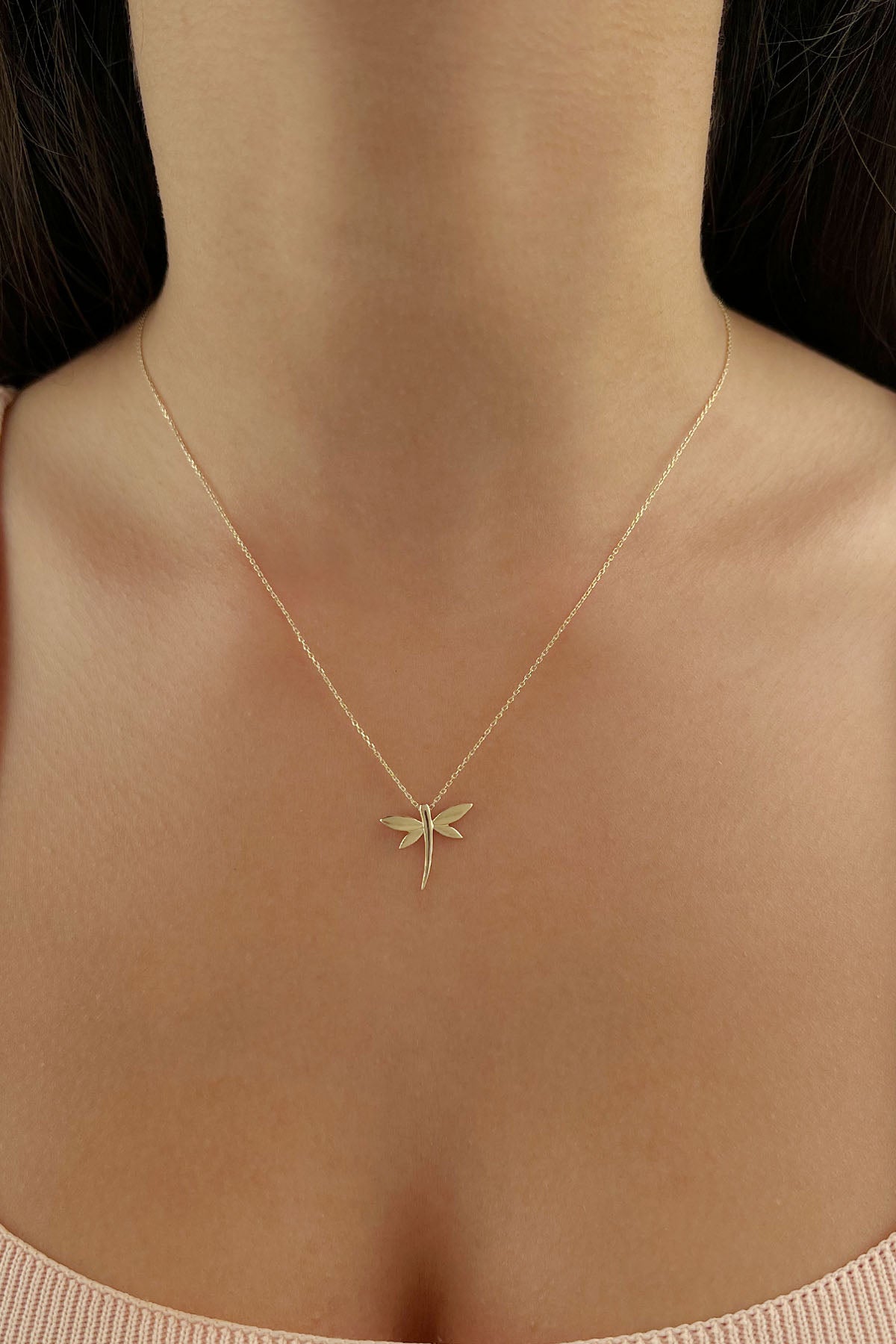 14K Gold Dragonfly Necklace