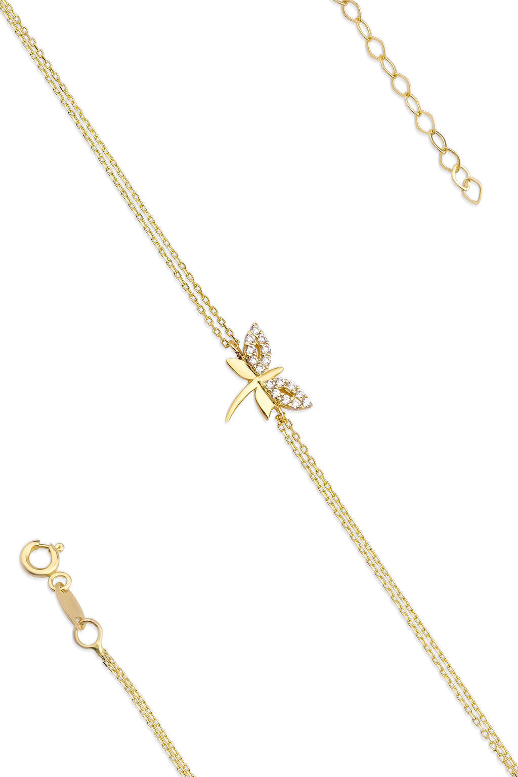 14ct Gold Dragonfly Shaped Bracelet