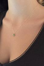14ct Gold Emerald Stone Drop Shape Necklace