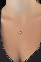 14ct Gold Emerald Stone Drop Shape Necklace