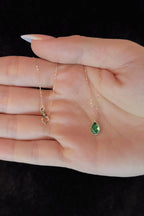14ct Gold Emerald Stone Drop Shape Necklace