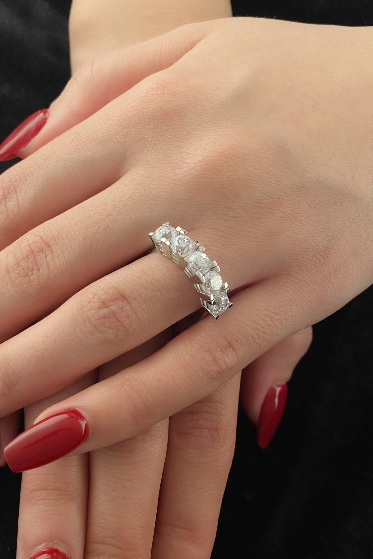 14K Gold Eternity 5 Stone Ring 1