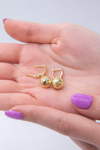 14ct Gold Euro Ball Dangle Huggie Earrings