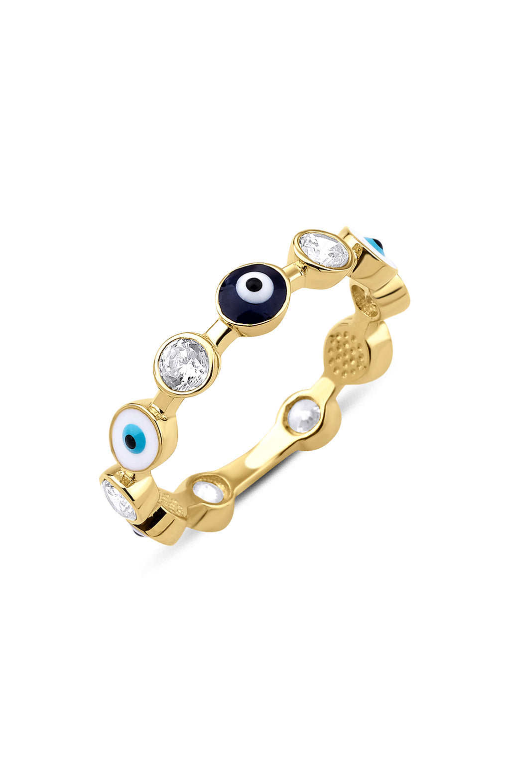 14ct Gold Evil Eye and Stone Series Ring